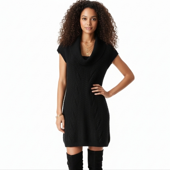 Express Sweaters - Express Black Cable Knit Sweater Dress M